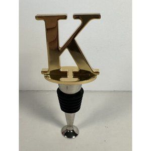 Wine and Beverage Bottle Stopper With Gold Finish  K  Letter Bottle Stopper